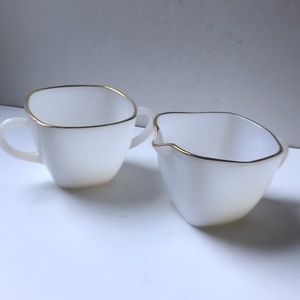 Vintage Anchor Hocking milk glass cream and sugar